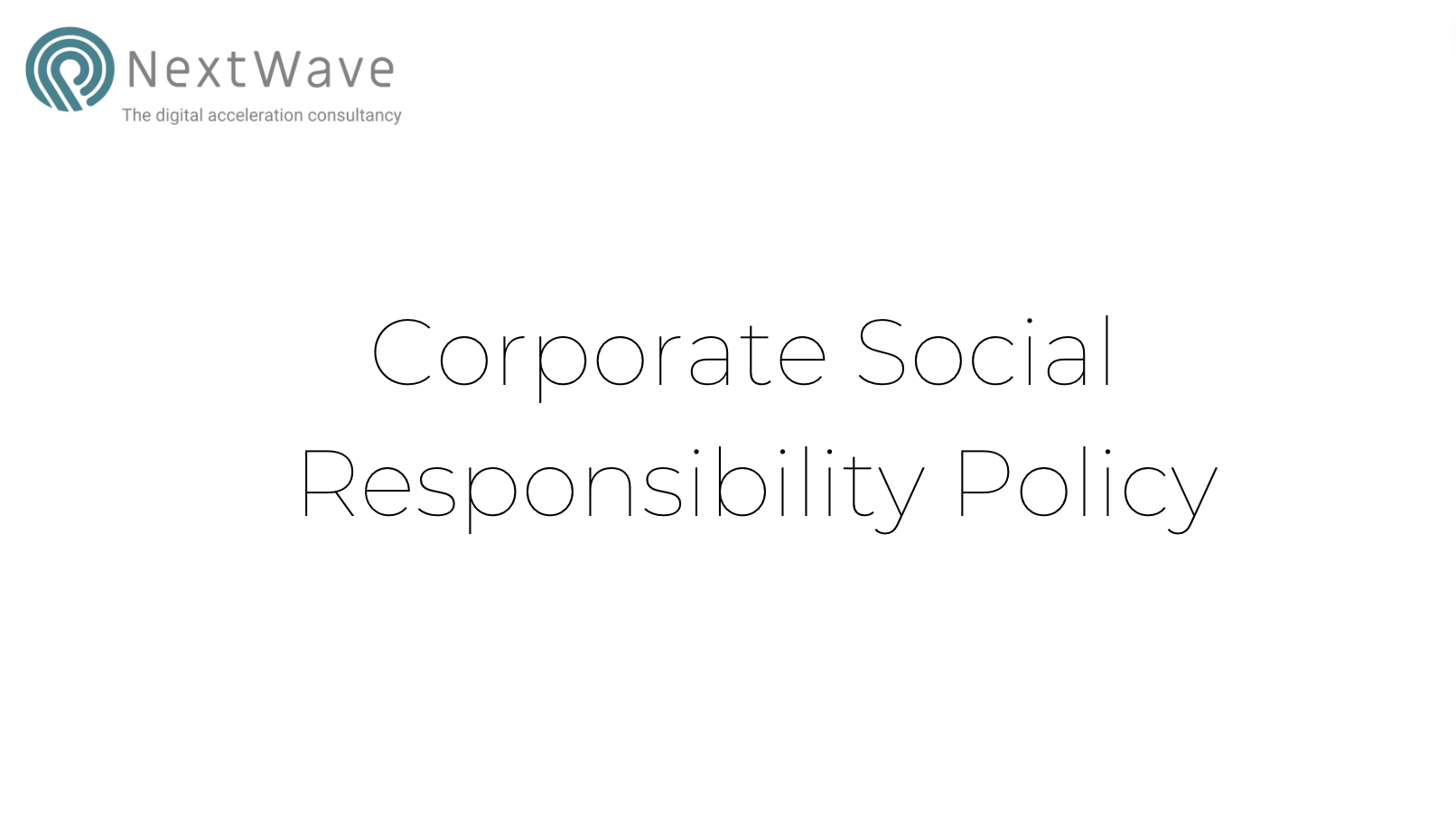 NextWave Policies – Corporate Social Responsibility Policy