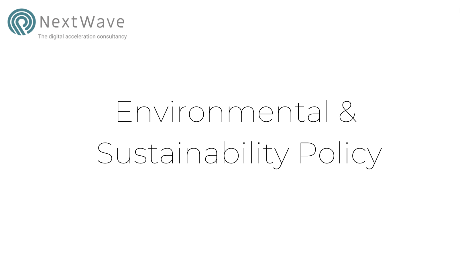 NextWave Policies – Environmental & Sustainability Policy