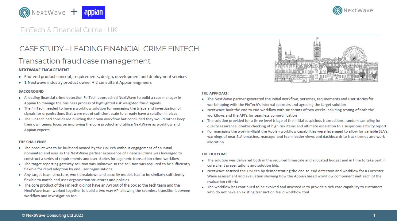 Case Study – Financial Crime Transaction Monitoring case management in Appian